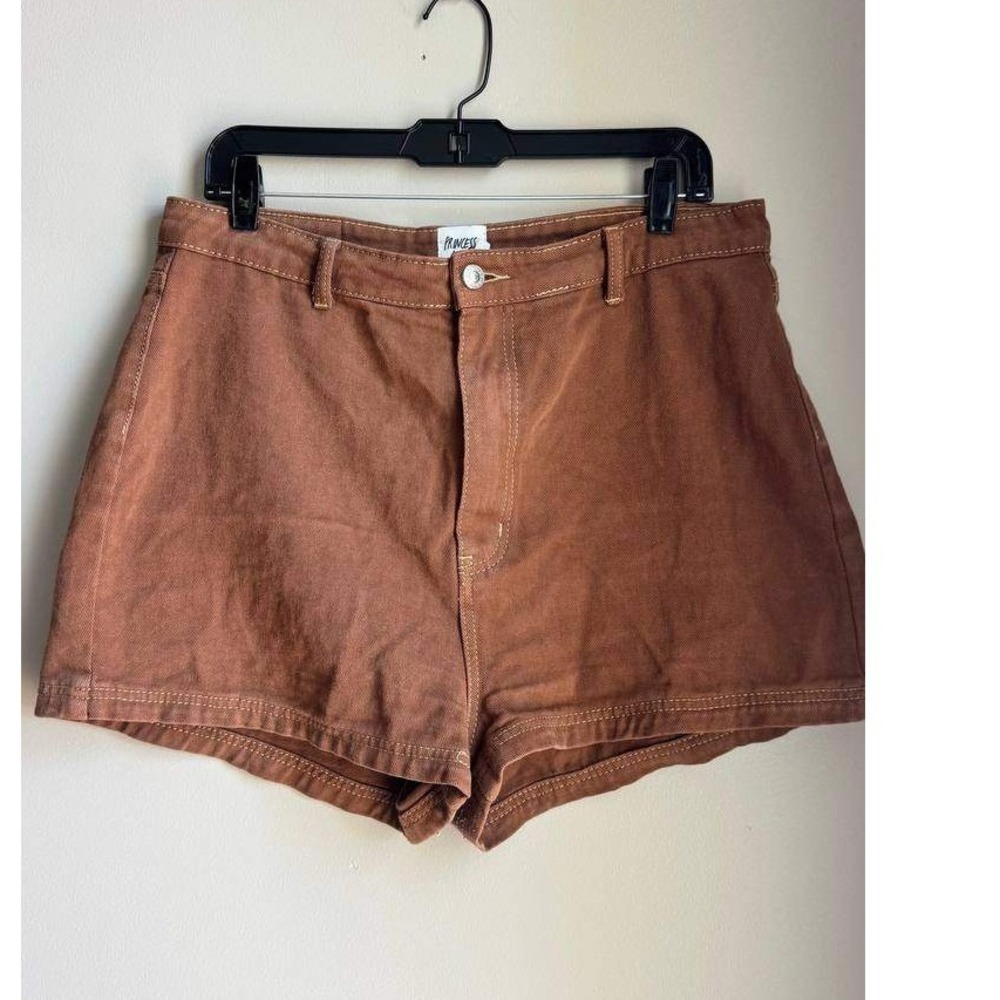 Princess Polly High Waist Brown Denim Shorts 10 Y2k Euro Summer Scandi Coquette